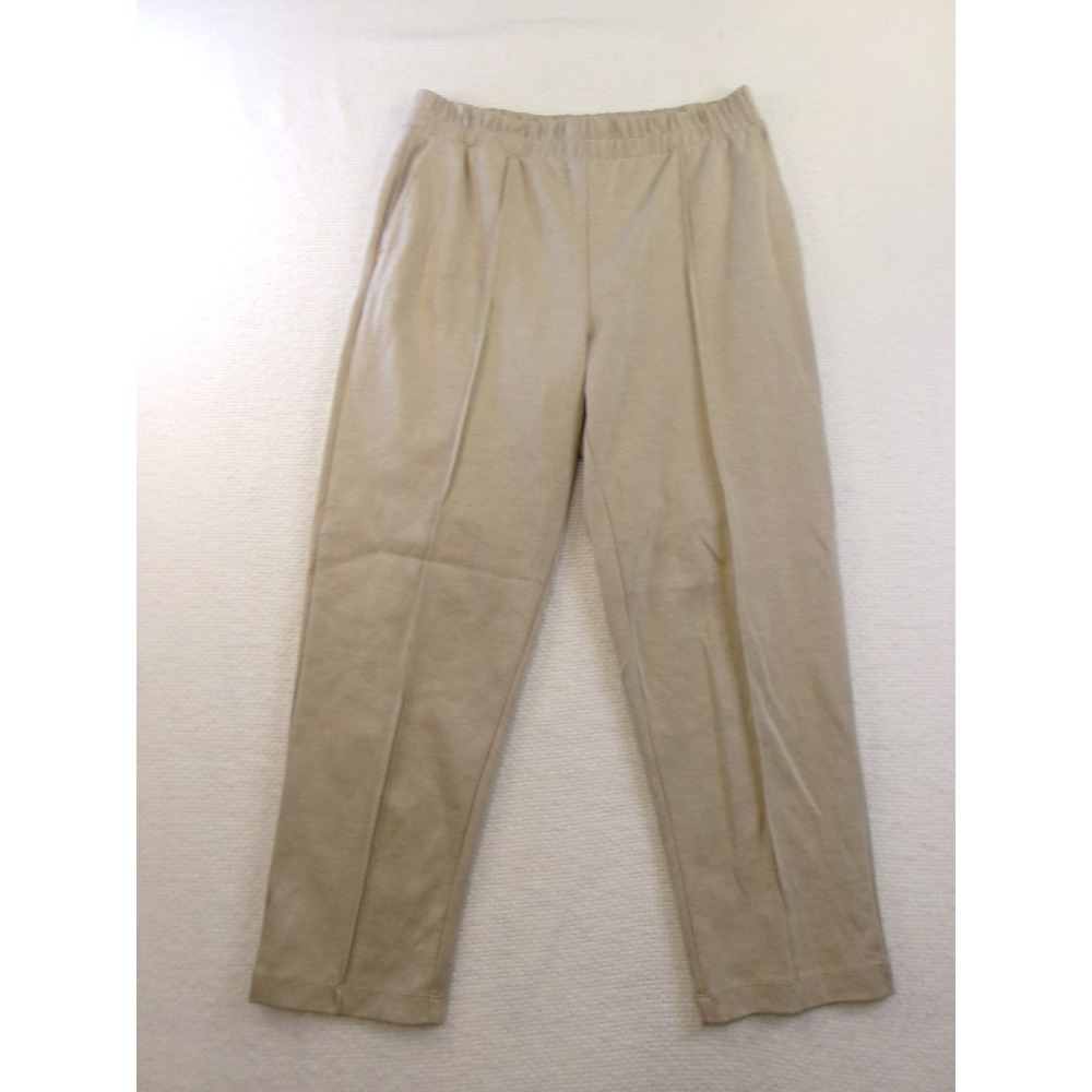 A New Day Womens Tan Elastic Waist Straight Leg Ankle Pants Beige Medium
